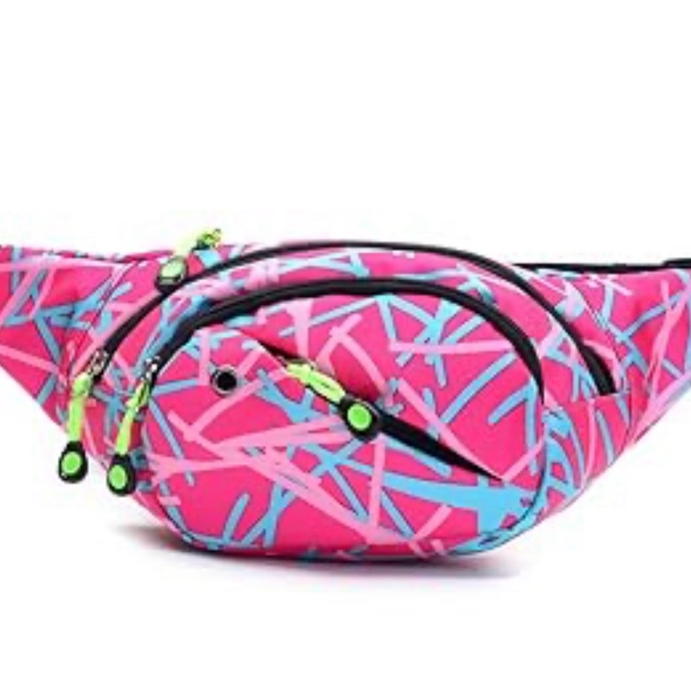 Pink Graphic Waist Bag Travel Fanny Pack